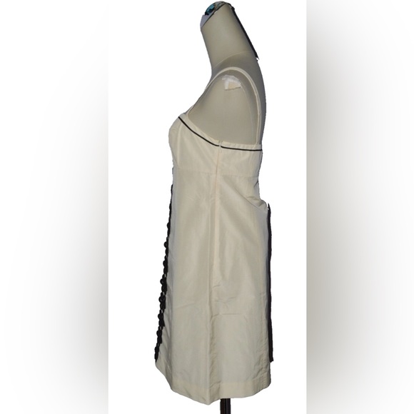 LILLY PULITZER SIZE 4 S CREME SILK BLEND BLACK LACE FLOWER SPAGHETTI STRAP DRESS - Picture 2 of 10